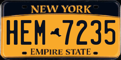 NY license plate HEM7235