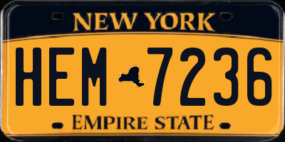 NY license plate HEM7236