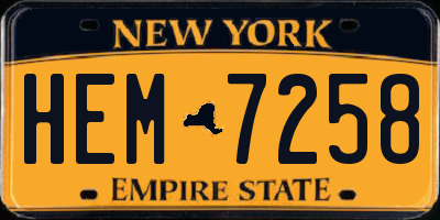 NY license plate HEM7258