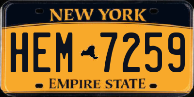 NY license plate HEM7259