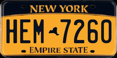 NY license plate HEM7260