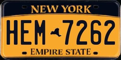NY license plate HEM7262