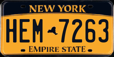 NY license plate HEM7263
