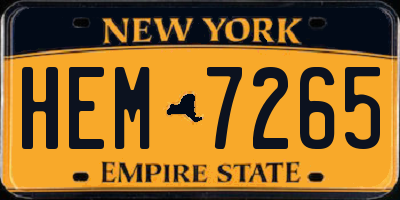 NY license plate HEM7265