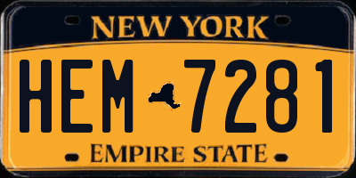 NY license plate HEM7281