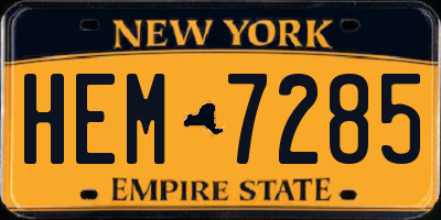 NY license plate HEM7285