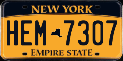 NY license plate HEM7307