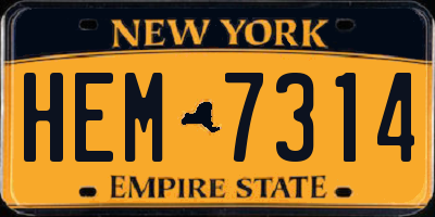 NY license plate HEM7314