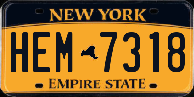 NY license plate HEM7318