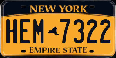 NY license plate HEM7322