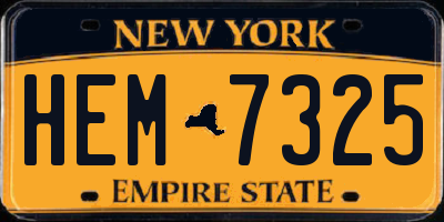 NY license plate HEM7325