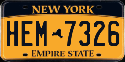 NY license plate HEM7326