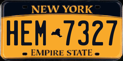 NY license plate HEM7327