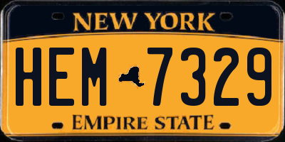 NY license plate HEM7329