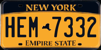 NY license plate HEM7332