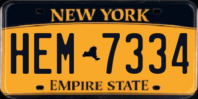 NY license plate HEM7334