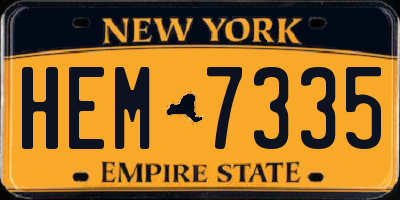 NY license plate HEM7335