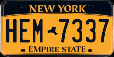 NY license plate HEM7337