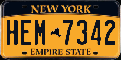 NY license plate HEM7342