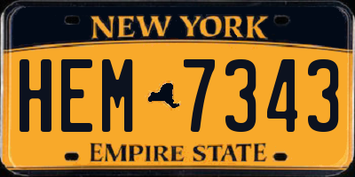 NY license plate HEM7343