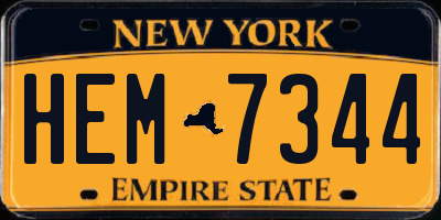 NY license plate HEM7344