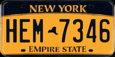 NY license plate HEM7346