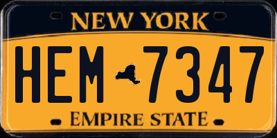 NY license plate HEM7347