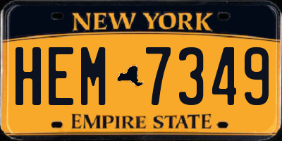 NY license plate HEM7349