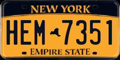 NY license plate HEM7351