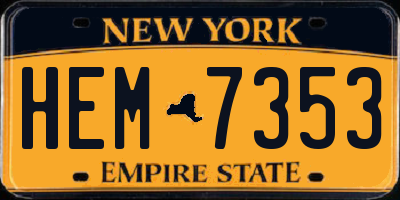 NY license plate HEM7353