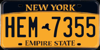 NY license plate HEM7355
