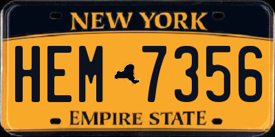 NY license plate HEM7356