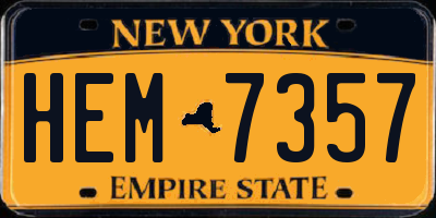 NY license plate HEM7357