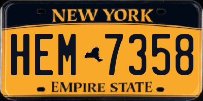 NY license plate HEM7358