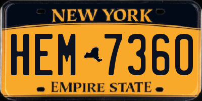 NY license plate HEM7360
