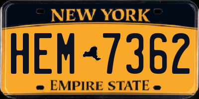 NY license plate HEM7362