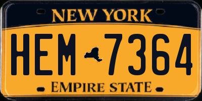 NY license plate HEM7364