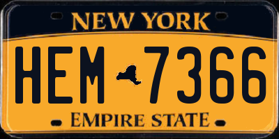 NY license plate HEM7366