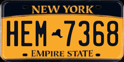 NY license plate HEM7368