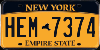NY license plate HEM7374