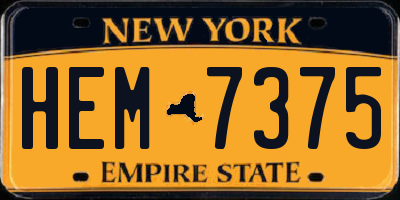 NY license plate HEM7375