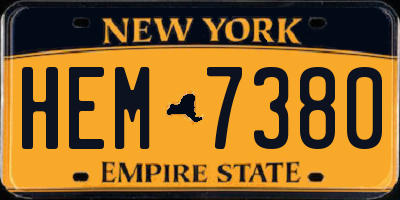 NY license plate HEM7380