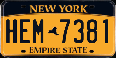 NY license plate HEM7381