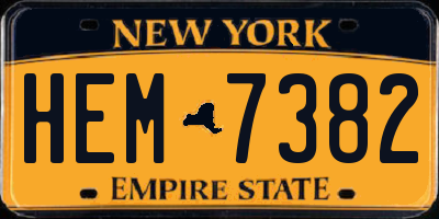 NY license plate HEM7382