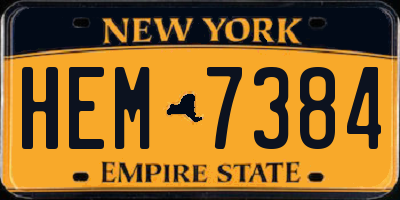 NY license plate HEM7384