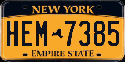 NY license plate HEM7385