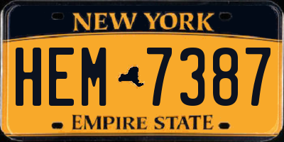 NY license plate HEM7387