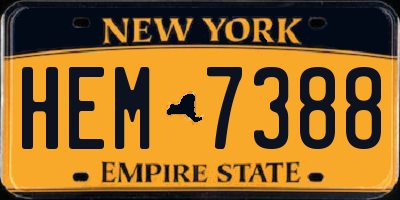 NY license plate HEM7388