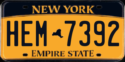 NY license plate HEM7392