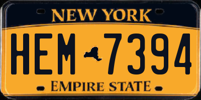 NY license plate HEM7394